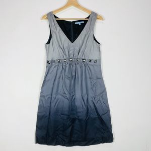 Antonio Melani Grey Dip Dye Ombre Beaded Silk Sleeveless Dress Women‎ Sz 6